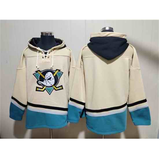 Men Anaheim Ducks Blank Cream Ageless Must Have Lace Up Pullover Hoodie